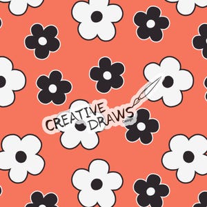 Floral Halloween Seamless Pattern, Repeat Digital Paper Pattern for Personal and Commercial use
