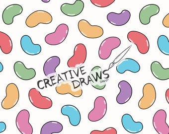 Jelly Bean Seamless Mönster, Söt Rainbow Godis Digitalt Upprepningsmönster för Personligt och Kommersiellt Bruk