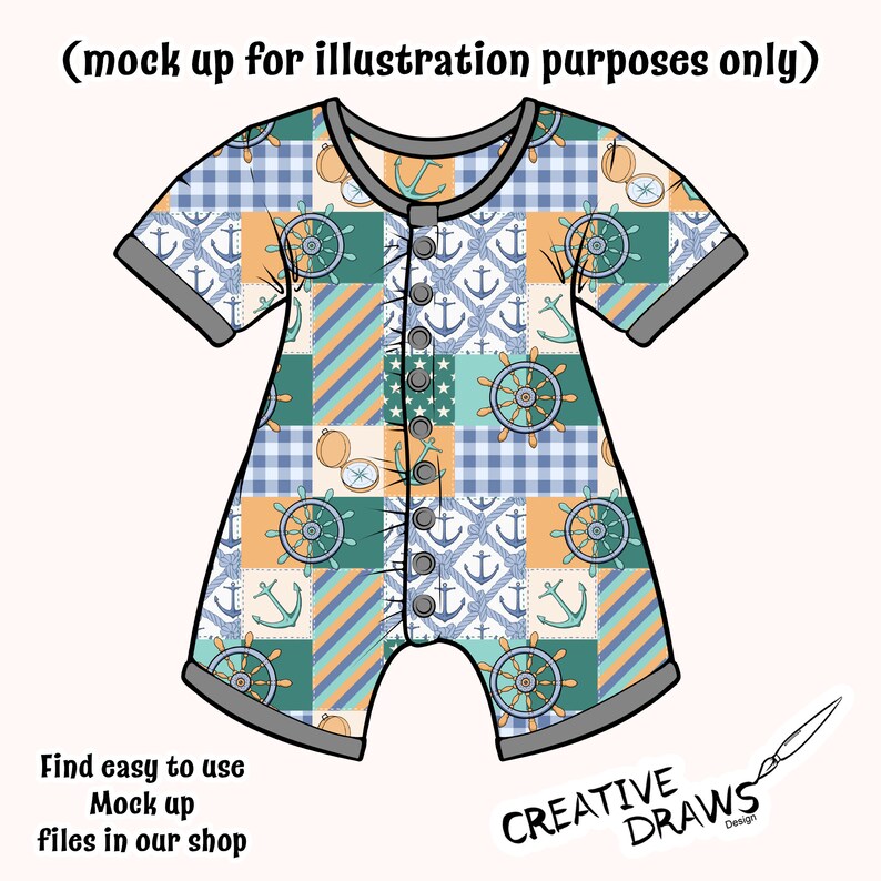 Nautisches Patchwork nahtloses Muster, Segeln-Digital-Wiederholungsmuster für den persönlichen und kommerziellen Gebrauch Bild 5