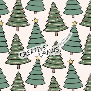 Winter Christmas Tree Seamless Pattern, Repeat Digital Paper Pattern for Personal and Commercial use