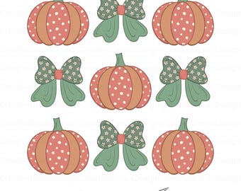 Polka Dot Kürbis Bogen Sublimation PNG, Herbst Kokette digitaler Download