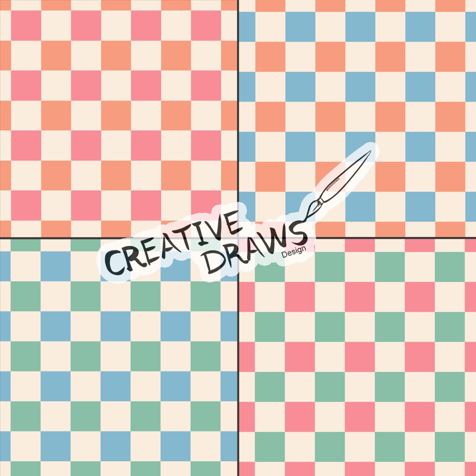 Retro Checker Seamless Pattern Set, Digital Download - Etsy