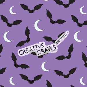 Bat and Moon Halloween Seamless Pattern, Digital Download