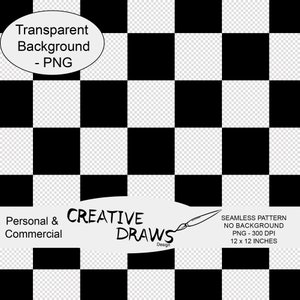 Checker Seamless Pattern with Transparent Background, Digital Repeat Pattern for Personal and Commercial use