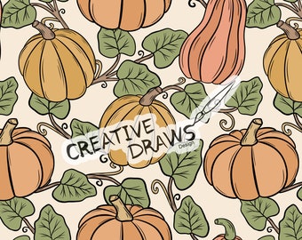 Kürbis Musterdesign, Herbst digitales Rapportmuster für den persönlichen und kommerziellen Gebrauch