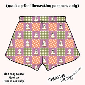 Ghost Checker Patchwork Seamless Pattern, Halloween Repeat Digital Paper immagine 6