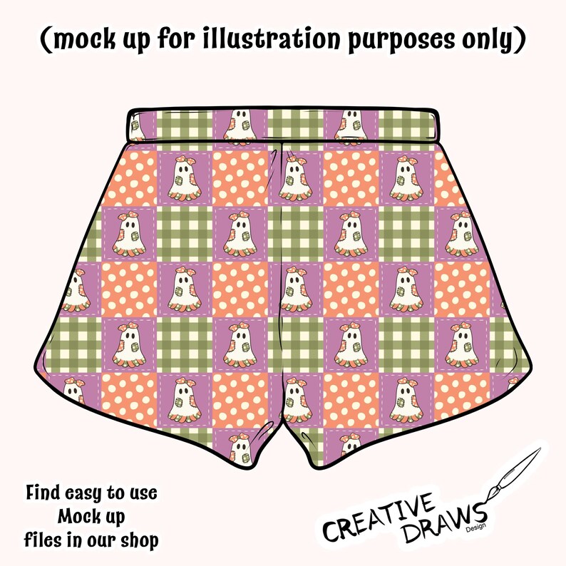 Ghost Checker Patchwork Seamless Pattern, Halloween Repeat Digital Paper immagine 6