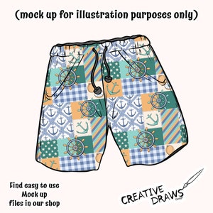 Nautisches Patchwork nahtloses Muster, Segeln-Digital-Wiederholungsmuster für den persönlichen und kommerziellen Gebrauch Bild 2