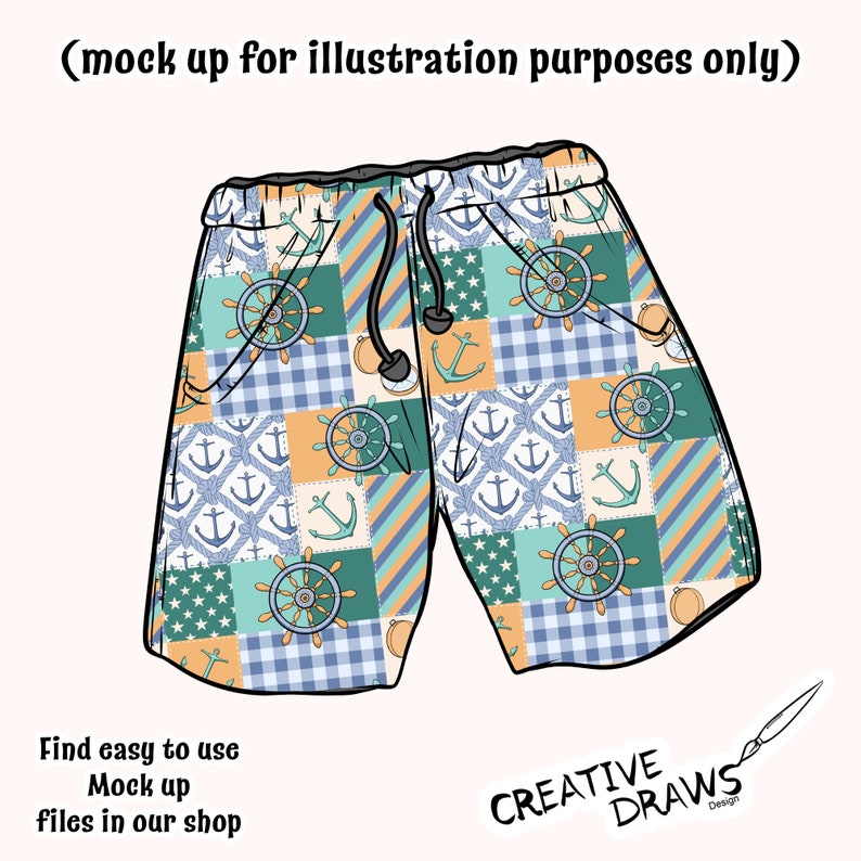 Nautisches Patchwork nahtloses Muster, Segeln-Digital-Wiederholungsmuster für den persönlichen und kommerziellen Gebrauch Bild 2