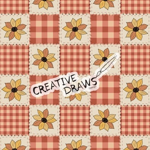 Modèle sans couture patchwork automne, fichier floral transparent en téléchargement numérique