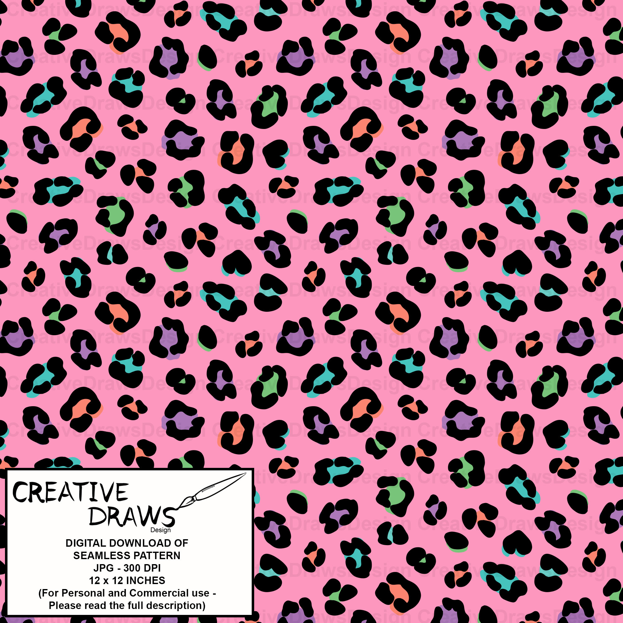 Pink Leopard Print Seamless Pattern, Digital Repeat Pattern for ...