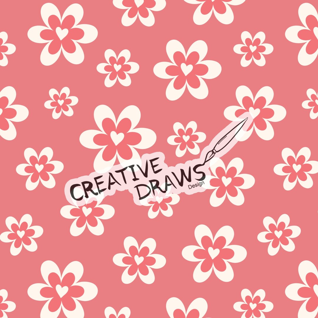 Pink Heart Floral Seamless Pattern, Valentine Repeat Digital Paper - Etsy