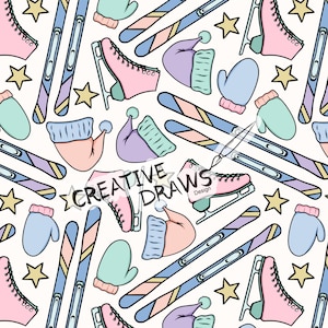 Winter Sport Seamless Pattern, Seamless File Digital Download
