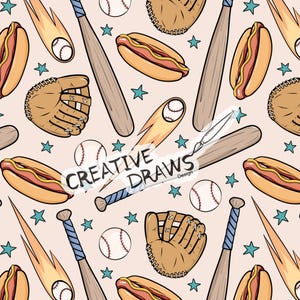 Baseball Seamless Pattern, Digital Repeat Pattern for Personal and Commercial use