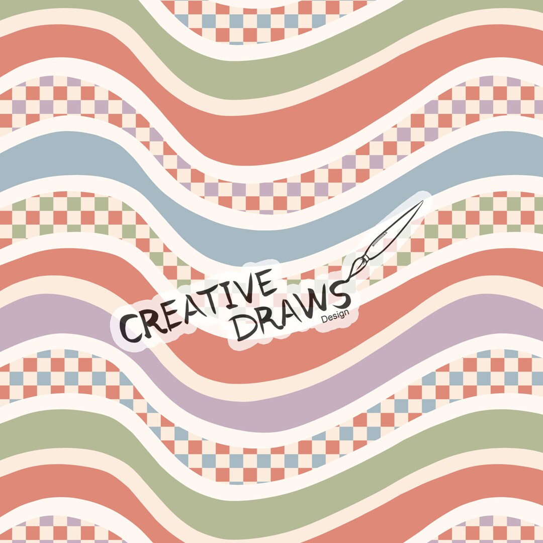 Retro Checker Waves Seamless Pattern, Repeat Digital Paper Pattern for ...