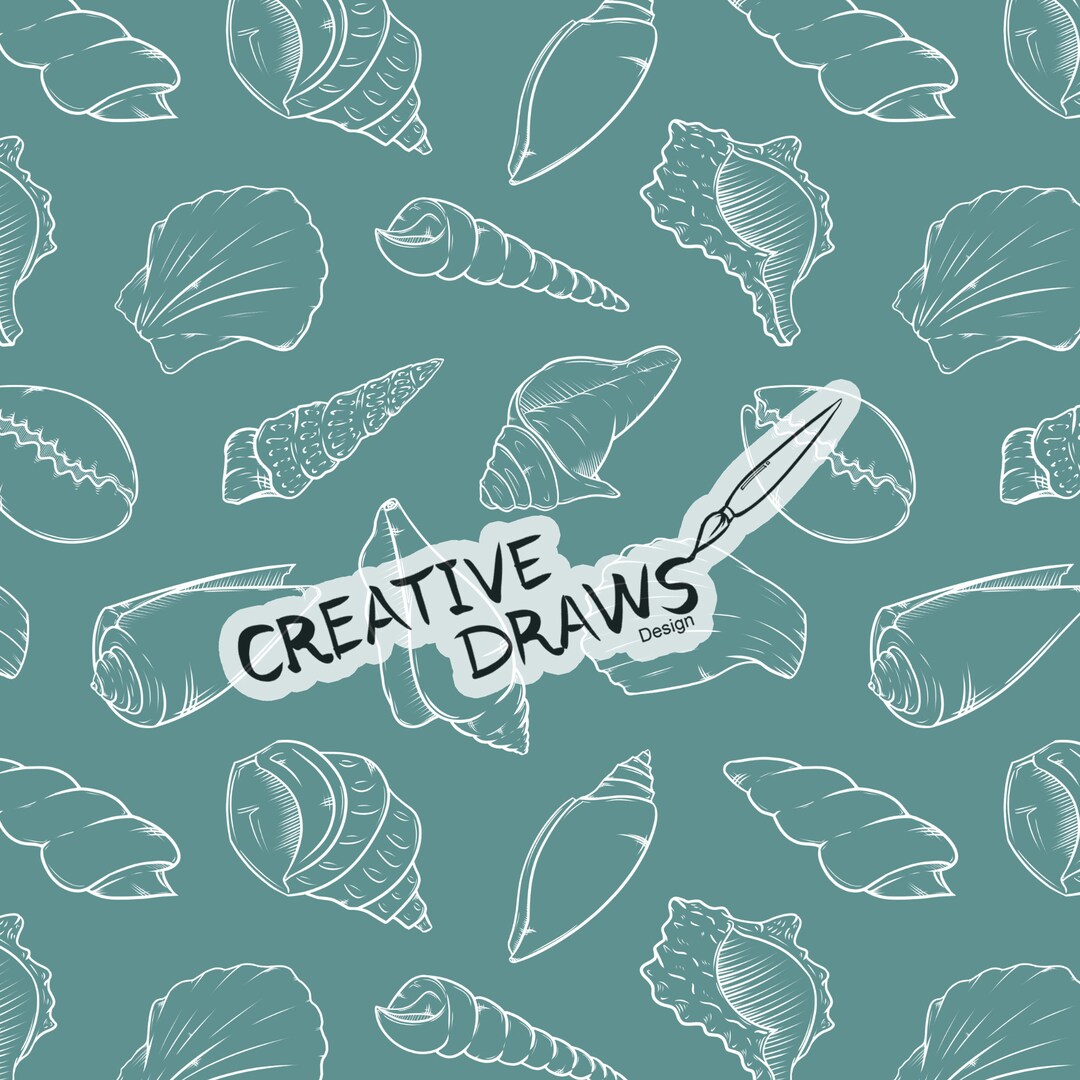 Seashell Seamless Pattern, Nautical Beach Digital Repeat Pattern for ...