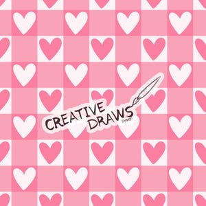 Pink Heart Checker Seamless Pattern, Repeat Digital Paper Pattern for Personal and Commercial use