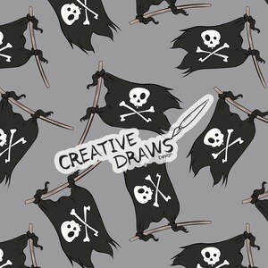 Piratflagga sömlöst mönster, digitalt upprepat mönster för personligt och kommersiellt bruk