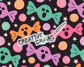 Geist Süßigkeit Musterdesign, Halloween-Wiederholung Digitales Papier