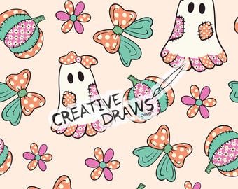 Geist Kürbis Polka Musterdesign, Halloween-Wiederholung Digitales Papier