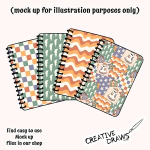 Ghost Pumpkin Patchwork Seamless Pattern Pack, Halloween Repeat Digital Paper Set imagen 3