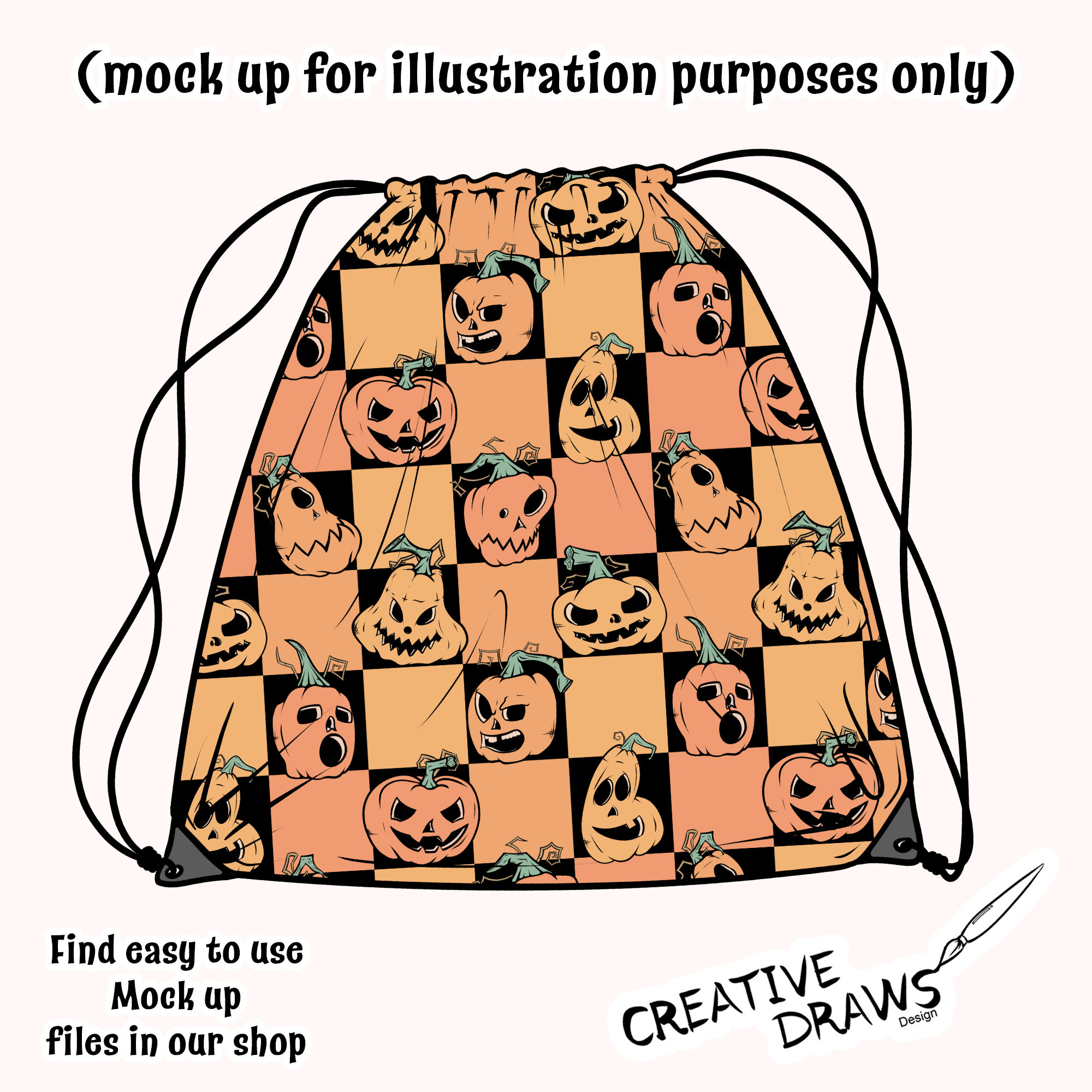 Pumpkin Checker Seamless Pattern, Halloween Digital Repeat Pattern for ...