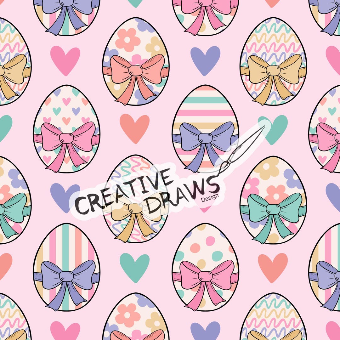 Easter Egg Bow Seamless Pattern, Digital Repeat Pattern for Personal ...
