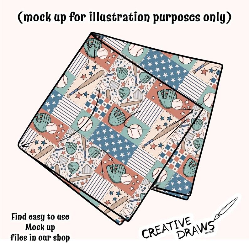 Paquete de patrones sin costuras de patchwork de béisbol, juego de papeles digitales repetitivos imagen 8