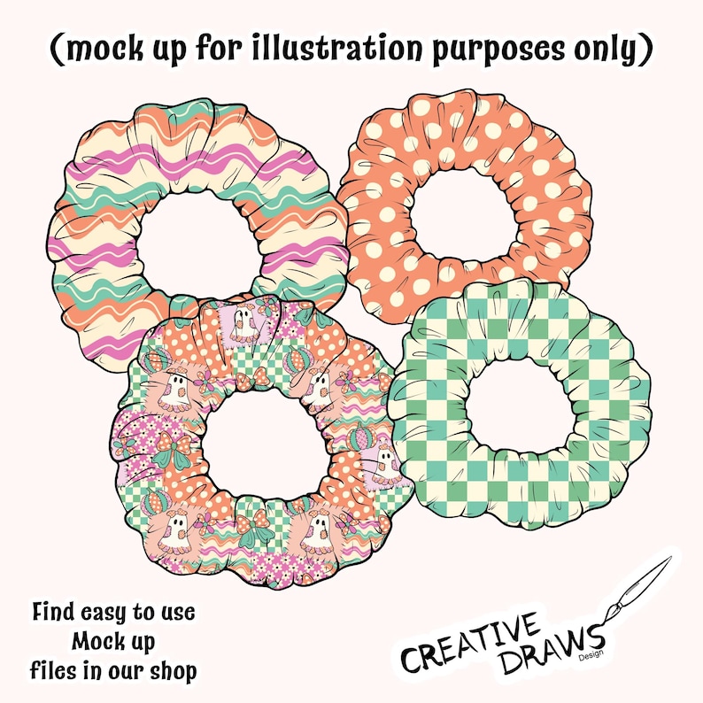 Ghost Bow Patchwork Seamless Pattern Pack, Halloween Repeat Digital Paper Set image 6