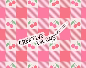 Cherry Plaid Seamless Pattern, Seamless File Digital Download