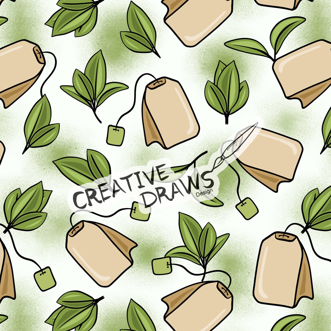 Green Tea Seamless Pattern, Digital Repeat Pattern for Personal and ...