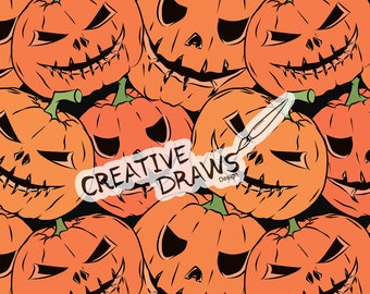 Digitaal naadloos Halloween-pompoenpatroon, spookachtig herhalingspatroon voor commercieel en persoonlijk gebruik