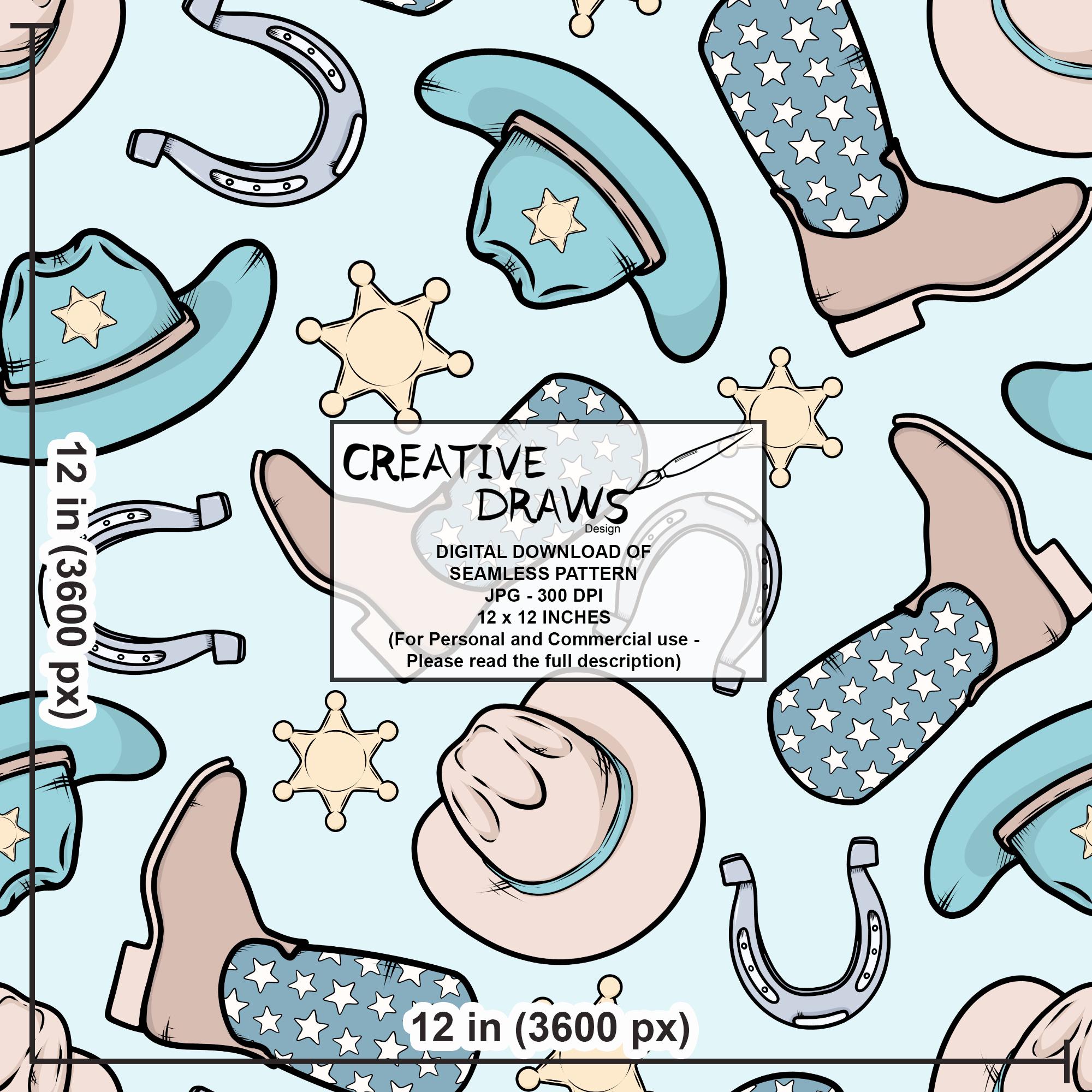 Western Seamless Pattern, Digital Repeat Pattern for Personal and ...