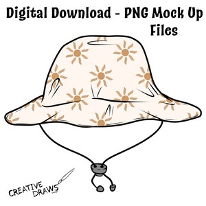 Mockup van een bucket hat, handgetekende PNG-overlay (digitaal bestand)