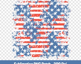 Amerikansk flagga med nödställda PNG-lappar, digital nedladdning av sublimering för 4 juli