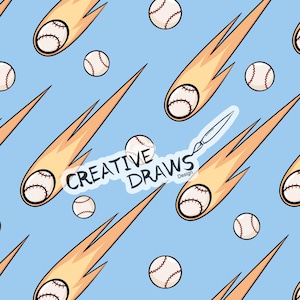 Fire Baseball Seamless Pattern, Digital Repeat Pattern for Personal and Commercial use