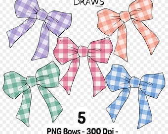Gingham Bow PNG Sublimation, Coquette Bow Clipart Bundle for Personal and Commercial use