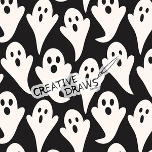 Ghosts Seamless Pattern, Halloween Digital Repeat Pattern for Personal and Commercial use