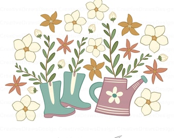 Gartenarbeit Blumen Herbst Sublimation PNG, digitaler Download