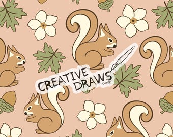 Eichhörnchen Herbst Musterdesign, Herbst-Wiederholung Digitales Papier
