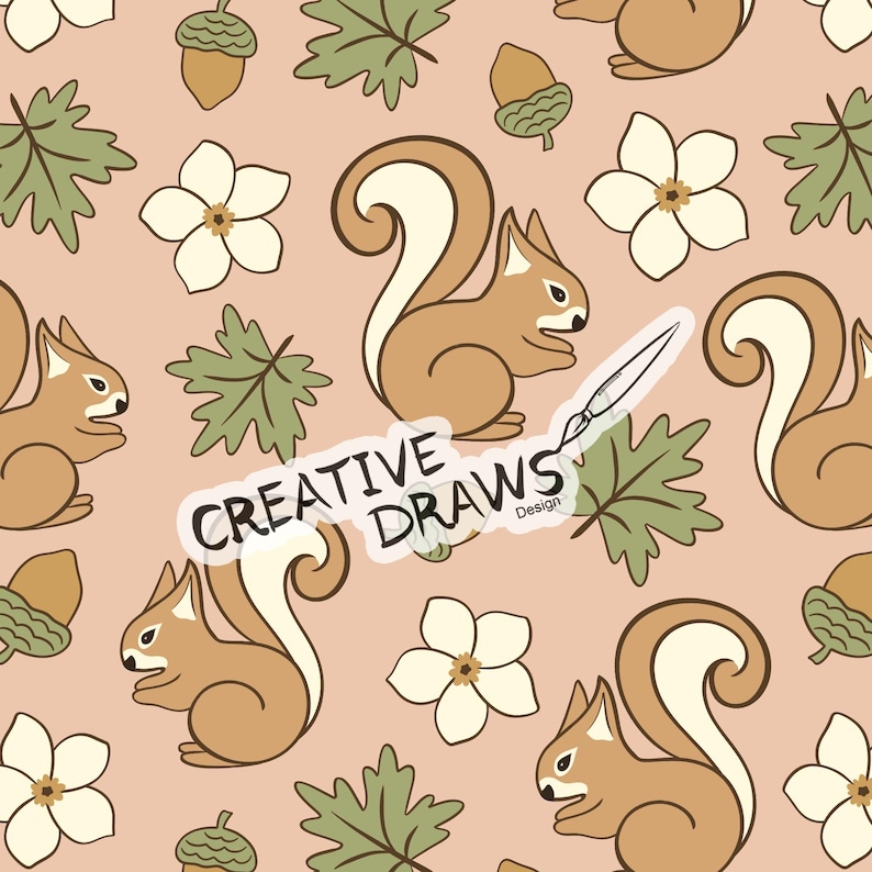 Squirrel Autumn Seamless Pattern, Fall Repeat Digital Paper - Etsy UK