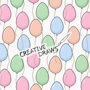 Pastel Balloons Seamless Pattern, Seamless File Digital Download