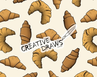 Croissant Breakfast Seamless Pattern, Bake Digital Repeat Pattern for Personal and Commercial use