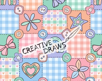 Naadloos patchwork knooppatroon, digitaal papier pastelkleurige strik