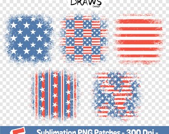 Fjärde juli-patch PNG-paket, sublimering med amerikansk flagga, digital nedladdning