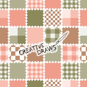 Patchwork Checker Seamless Pattern, Digital Repeat Pattern for Personal and Commercial use