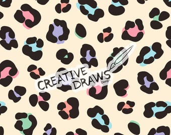 パステル ヒョウ柄シームレス パターン、個人および商業利用のためのデジタル繰り返しパターン