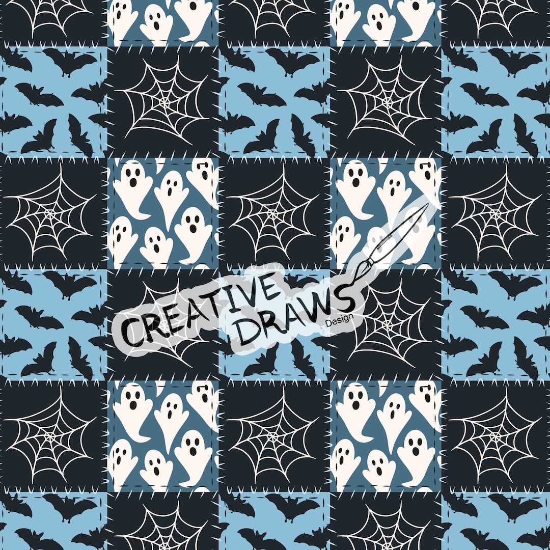 Halloween Patchwork Seamless Pattern, Bat Seamless File Digital ...