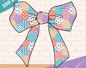 Patchwork Bow PNG Sublimation, Digital Download