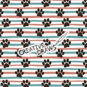Pet Paw Stripes Seamless Pattern, Seamless File Digital Download